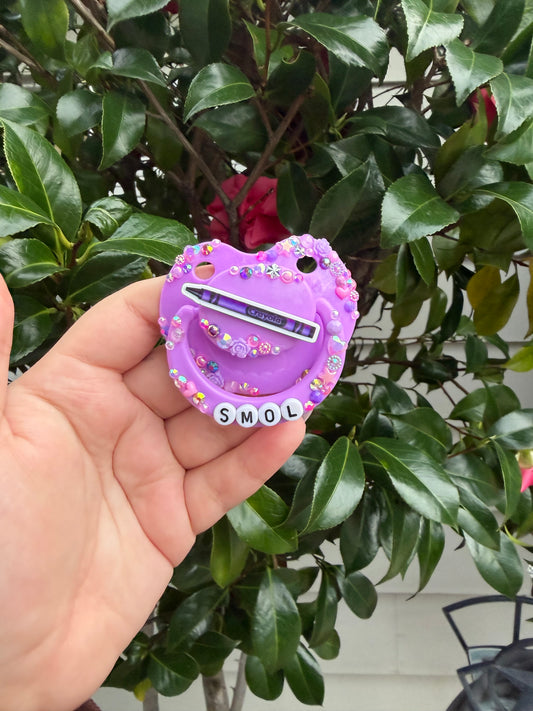 Purple “Smol” Crayon Scatter Deco Smile Pop Pacifier