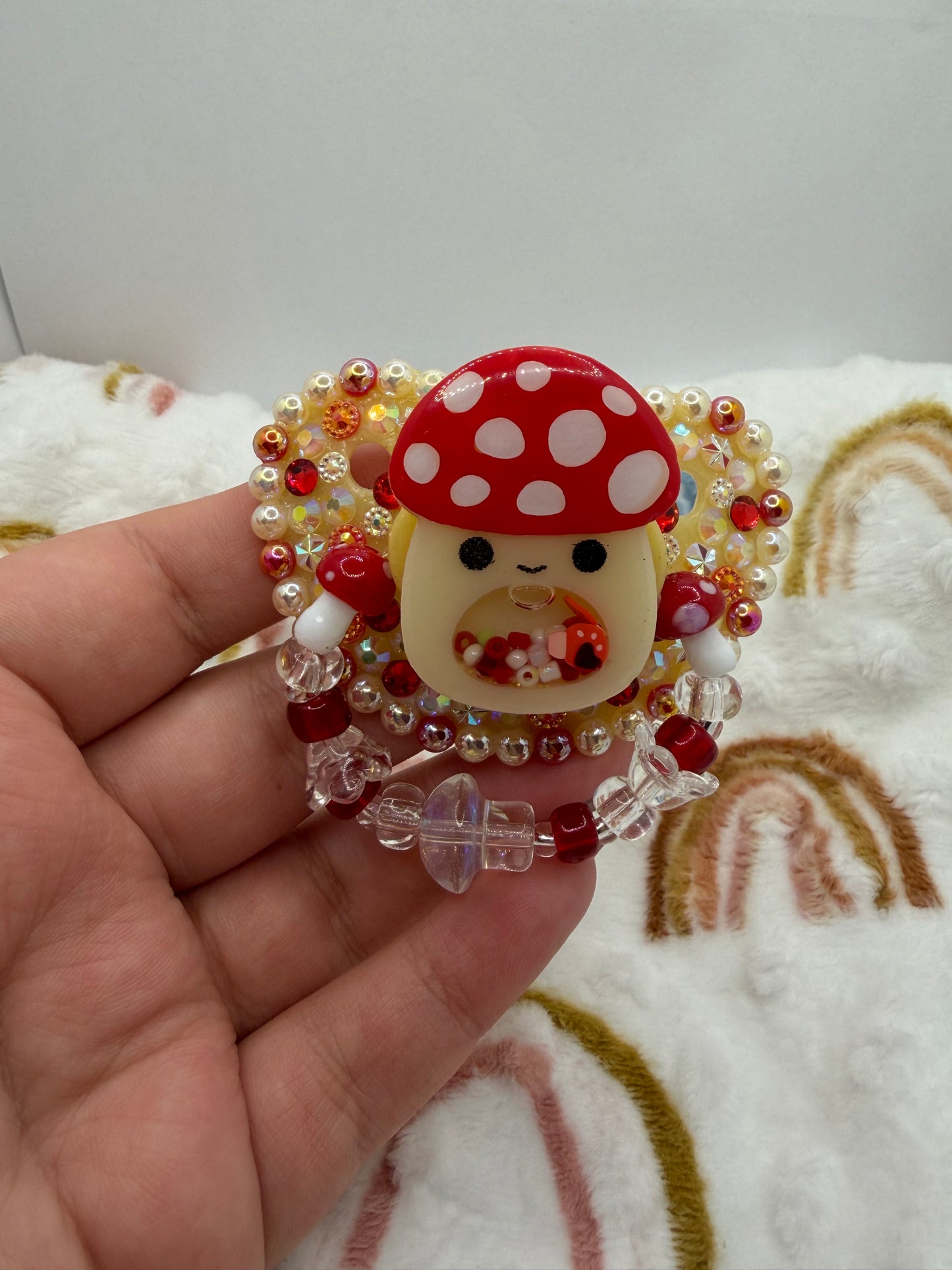 Squish Mushie Shaker Paci (Glass Bead Handle)