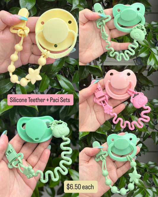 Silicone Teether + Paci Sets