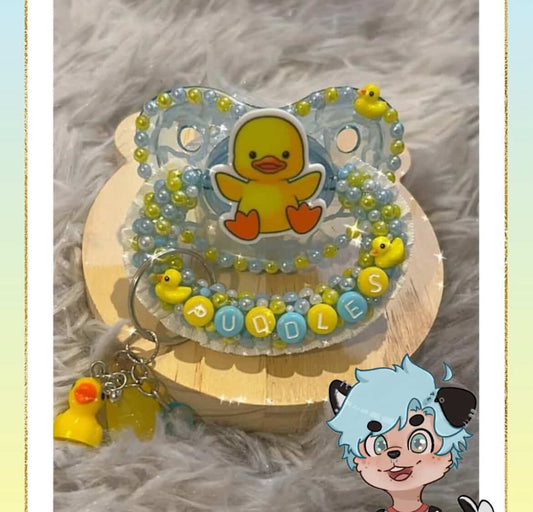 “Puddles” Duckie Painted Paci by @ravenslilboutique (discounted)