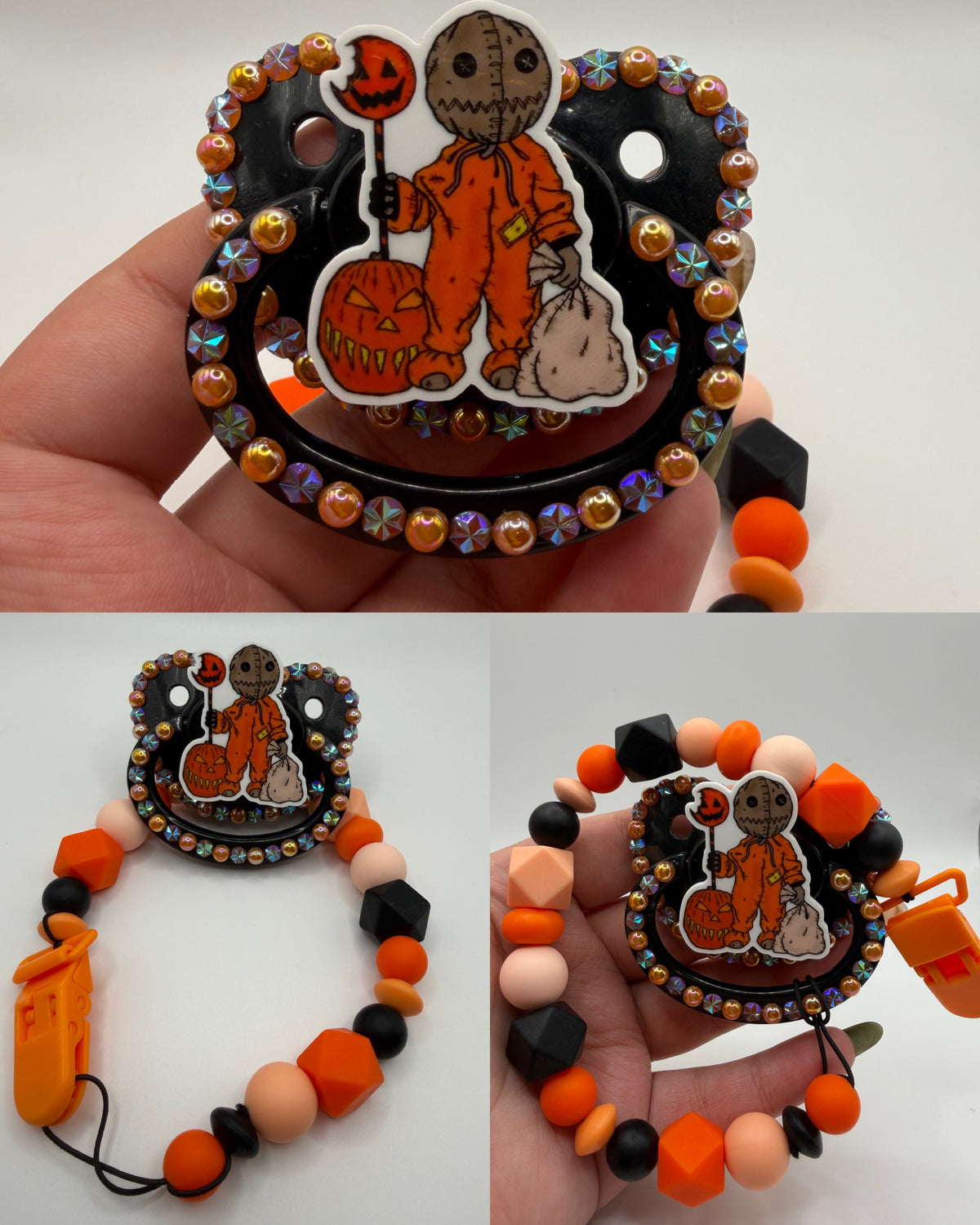 Trick or Treat Paci + Clip Set