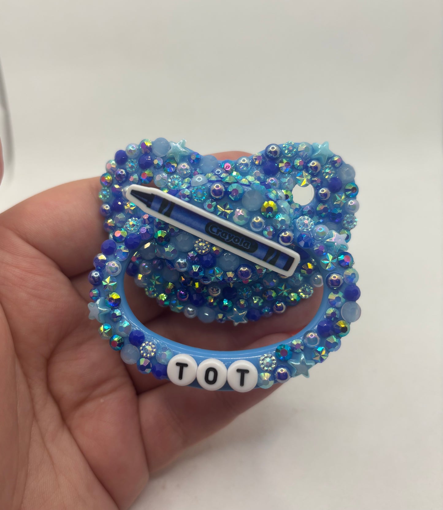 Blue “Tot” Full Deco Crayon Pacifier