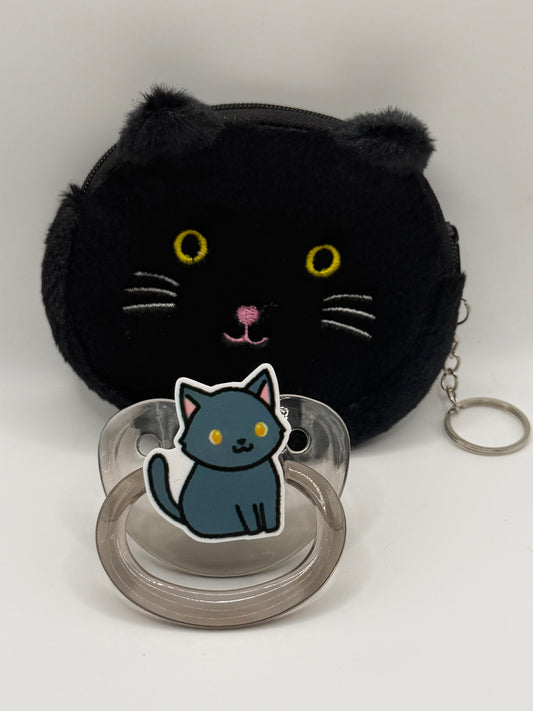 Black Cat Paci + Pouch Set