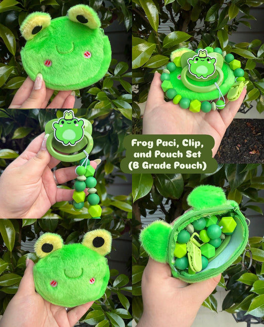 Frog Paci + Clip + Pouch Set (B Grade Pouch)