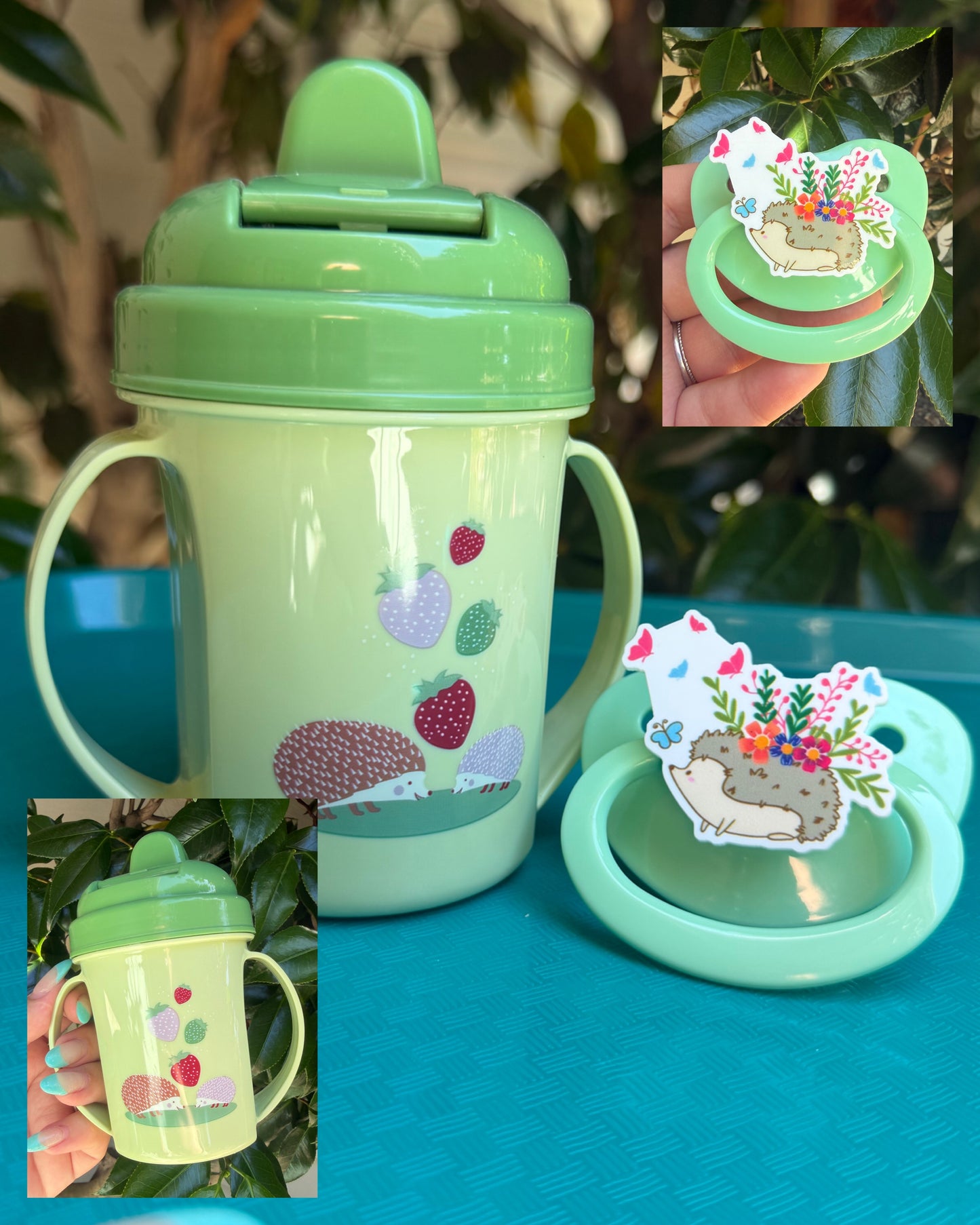 Hedgehog Paci + Sippy Set!