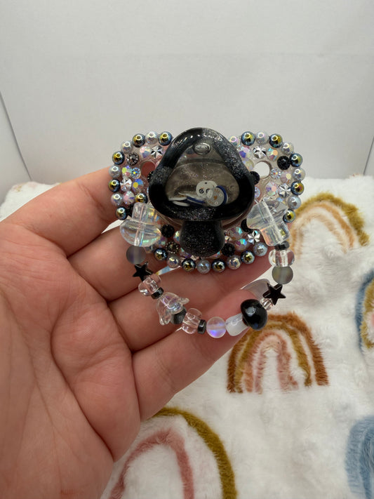 Black Mushie Shaker Paci (Glass Bead Handle)
