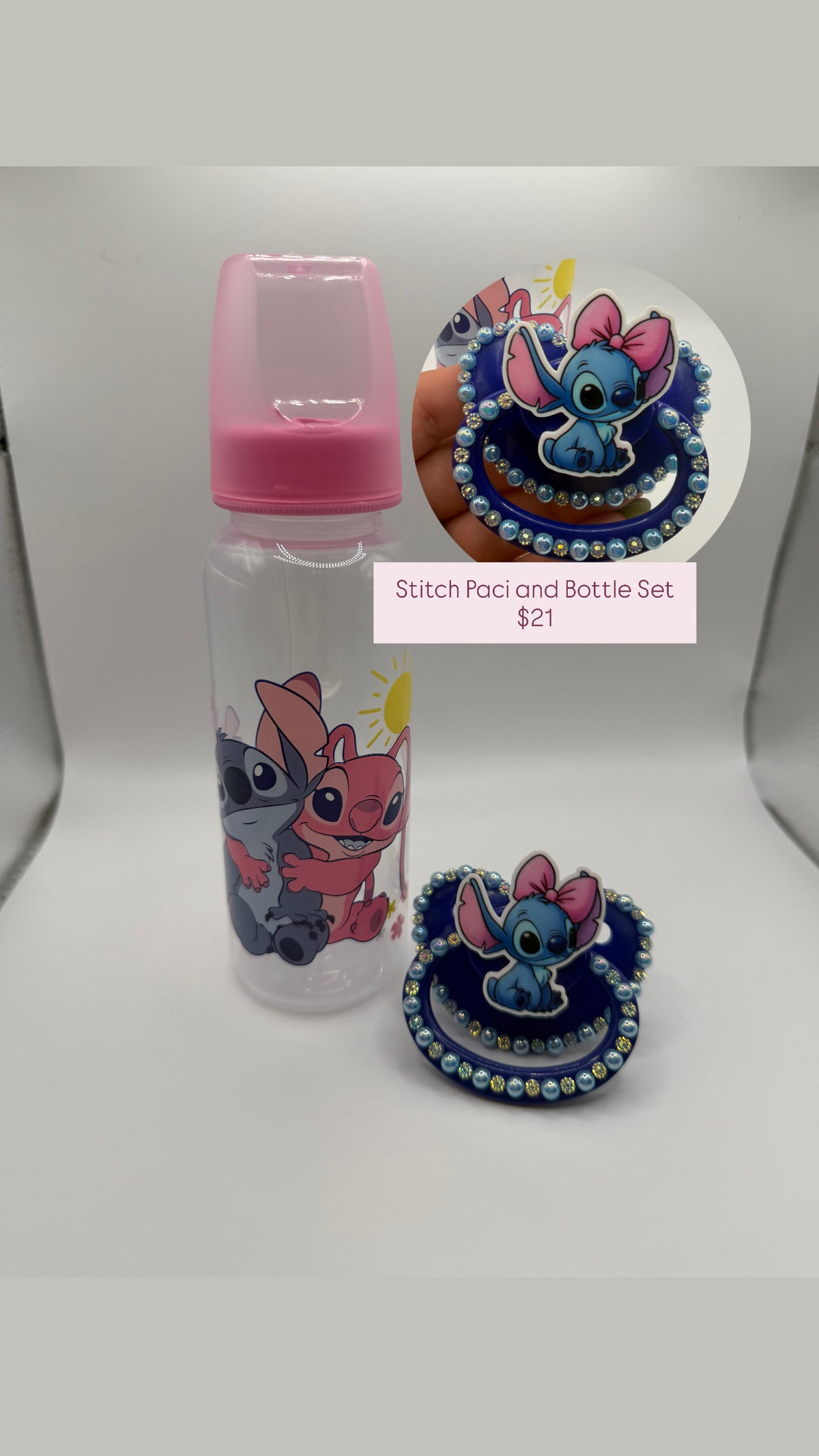Stitch Bottle and Paci Set